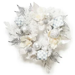 MacKenzie-Childs Crystal Palace White Mini 16 Wreath| Greenery & Florals|Outdoor