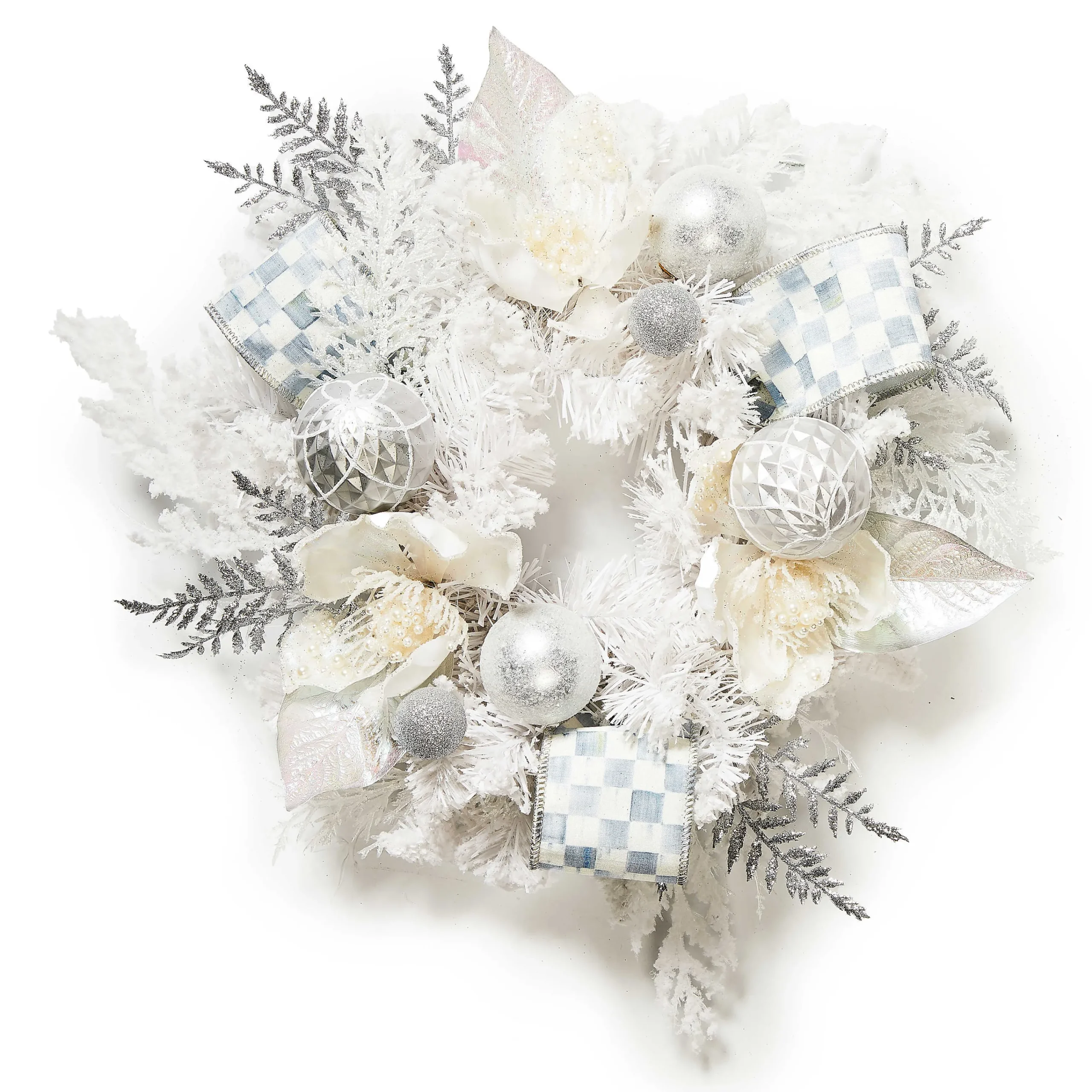 MacKenzie-Childs Crystal Palace White Mini 16 Wreath| Greenery & Florals|Outdoor