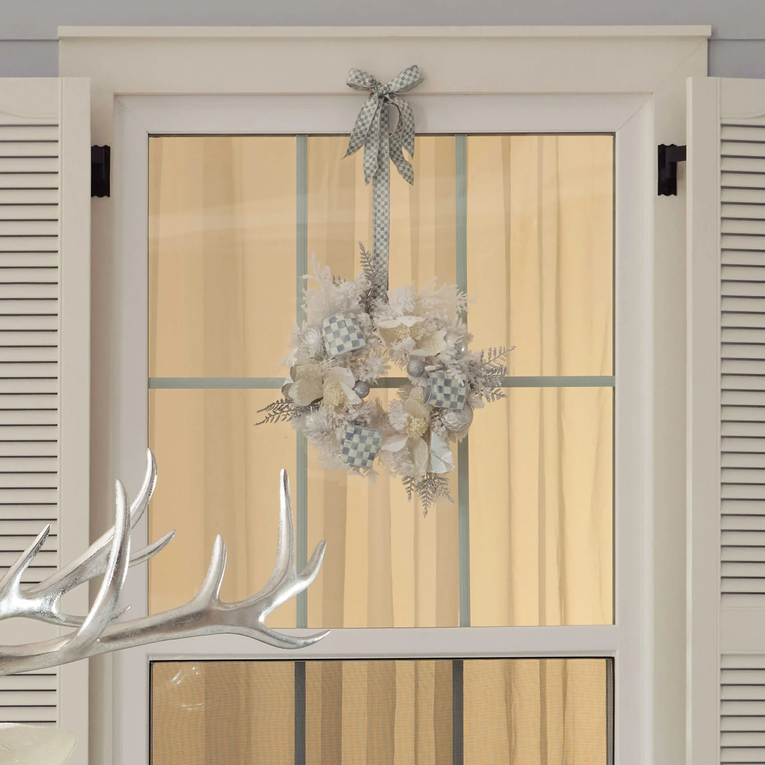 MacKenzie-Childs Crystal Palace White Mini 16 Wreath| Greenery & Florals|Outdoor