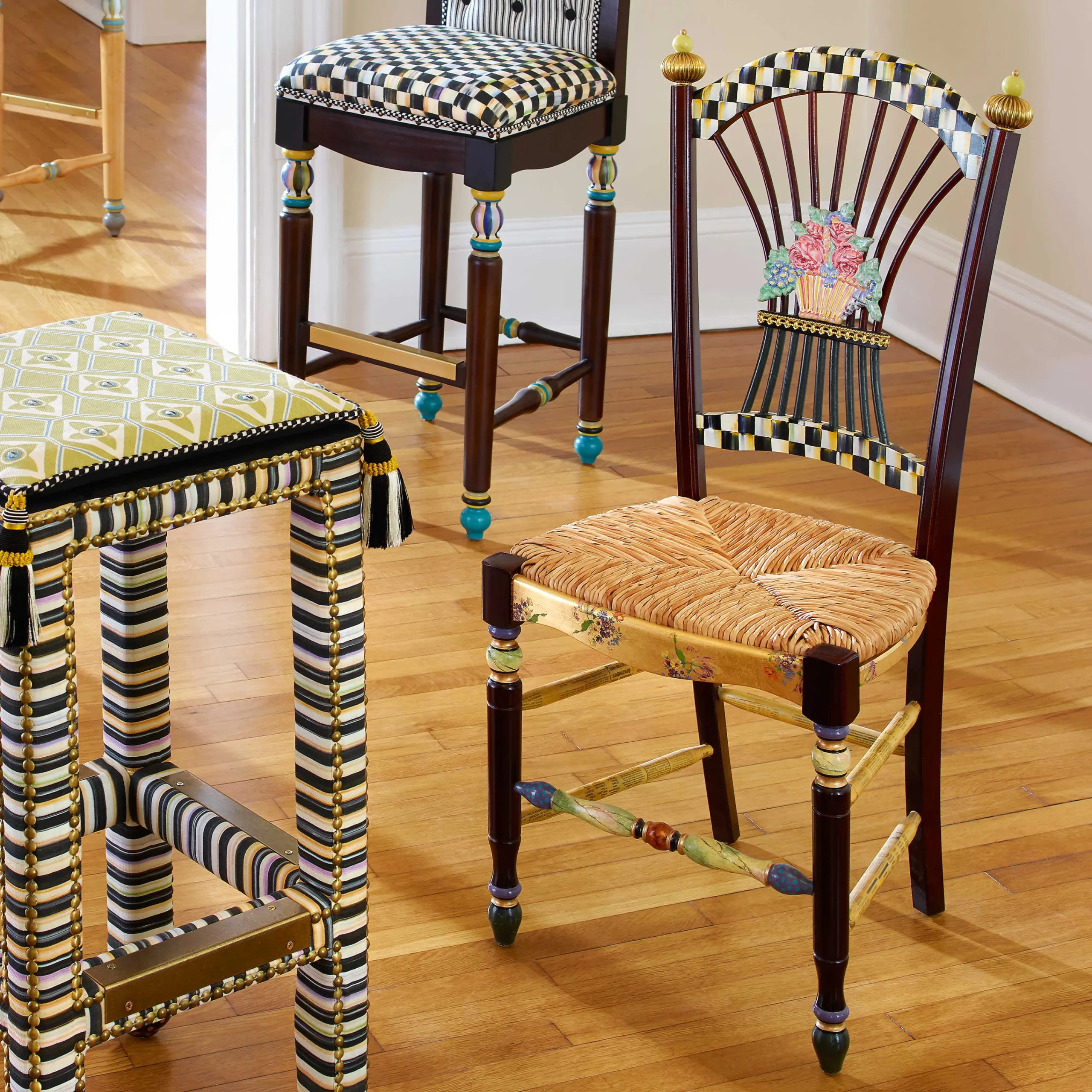 MacKenzie-Childs Dark Flower Basket Side Chair| Dining Room & Kitchen