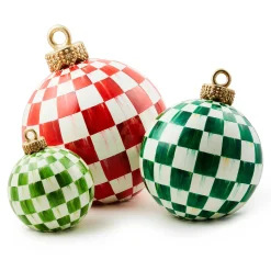 MacKenzie-Childs Dark Green Check Tabletop Ornament| Room Accents