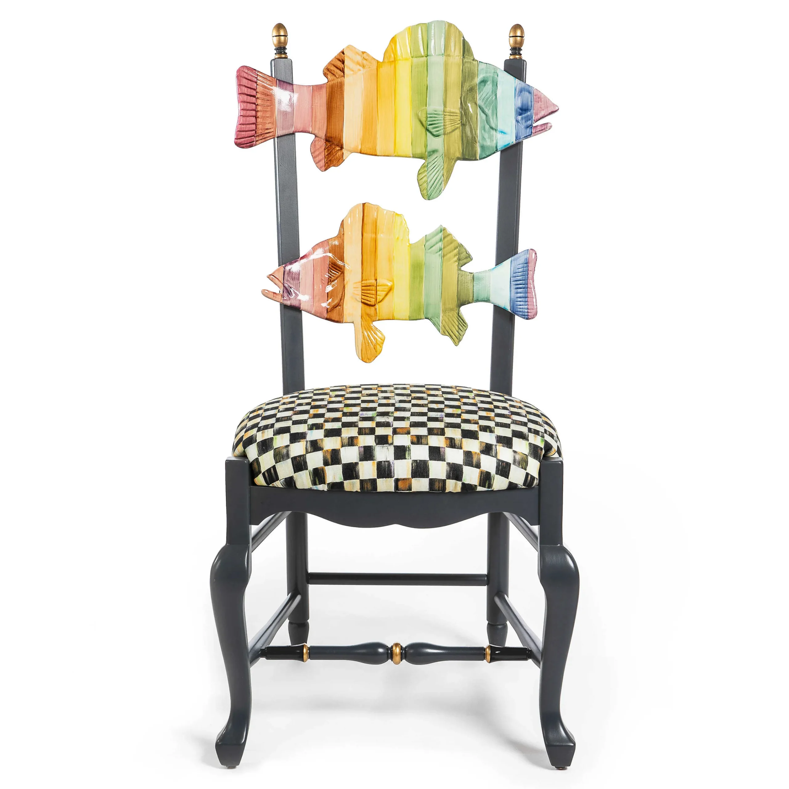 MacKenzie-Childs Dark Rainbow Fish Chair| Dining Room & Kitchen