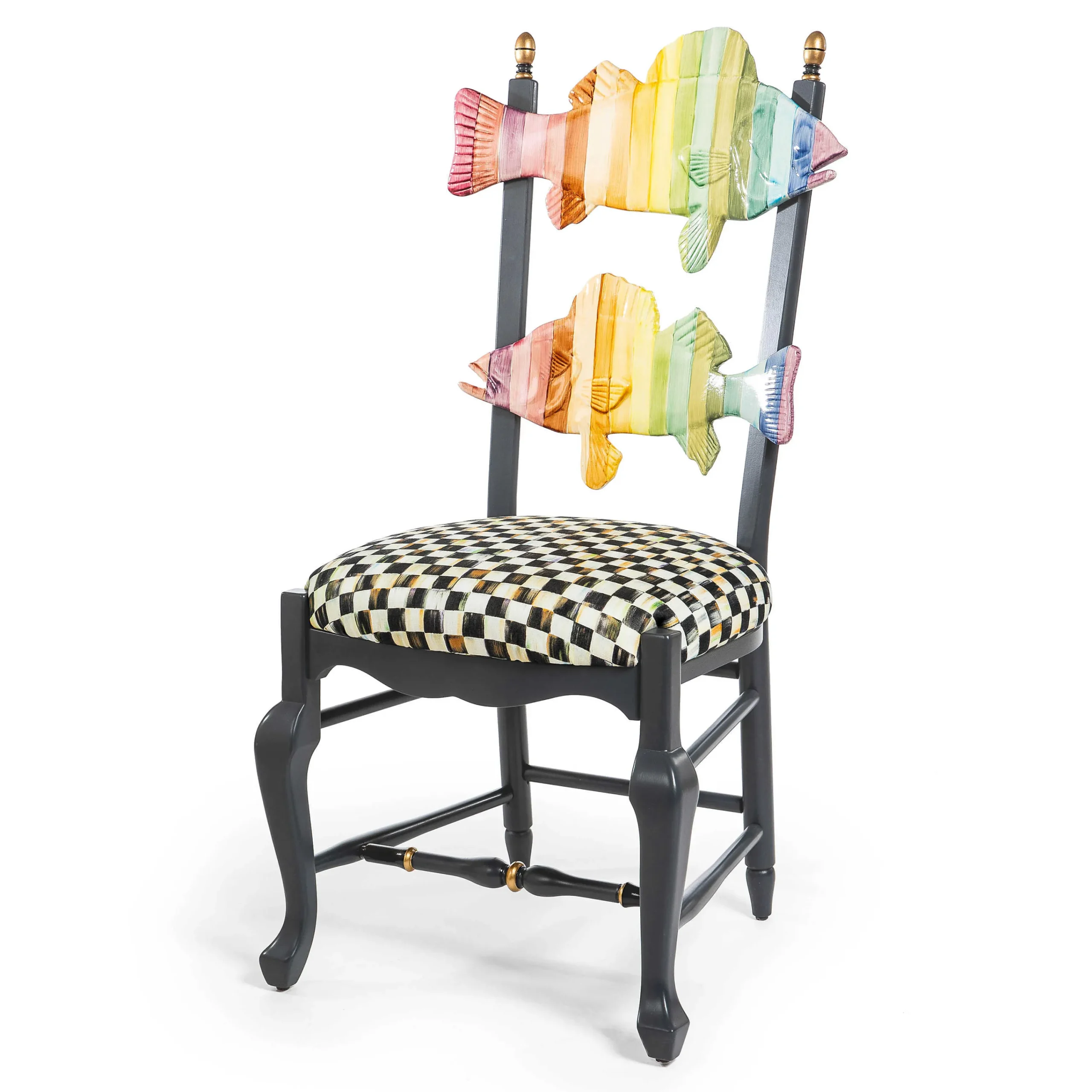 MacKenzie-Childs Dark Rainbow Fish Chair| Dining Room & Kitchen