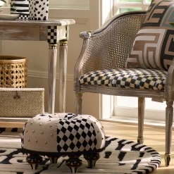 MacKenzie-Childs Diamond and Dot Footstool| Living Room