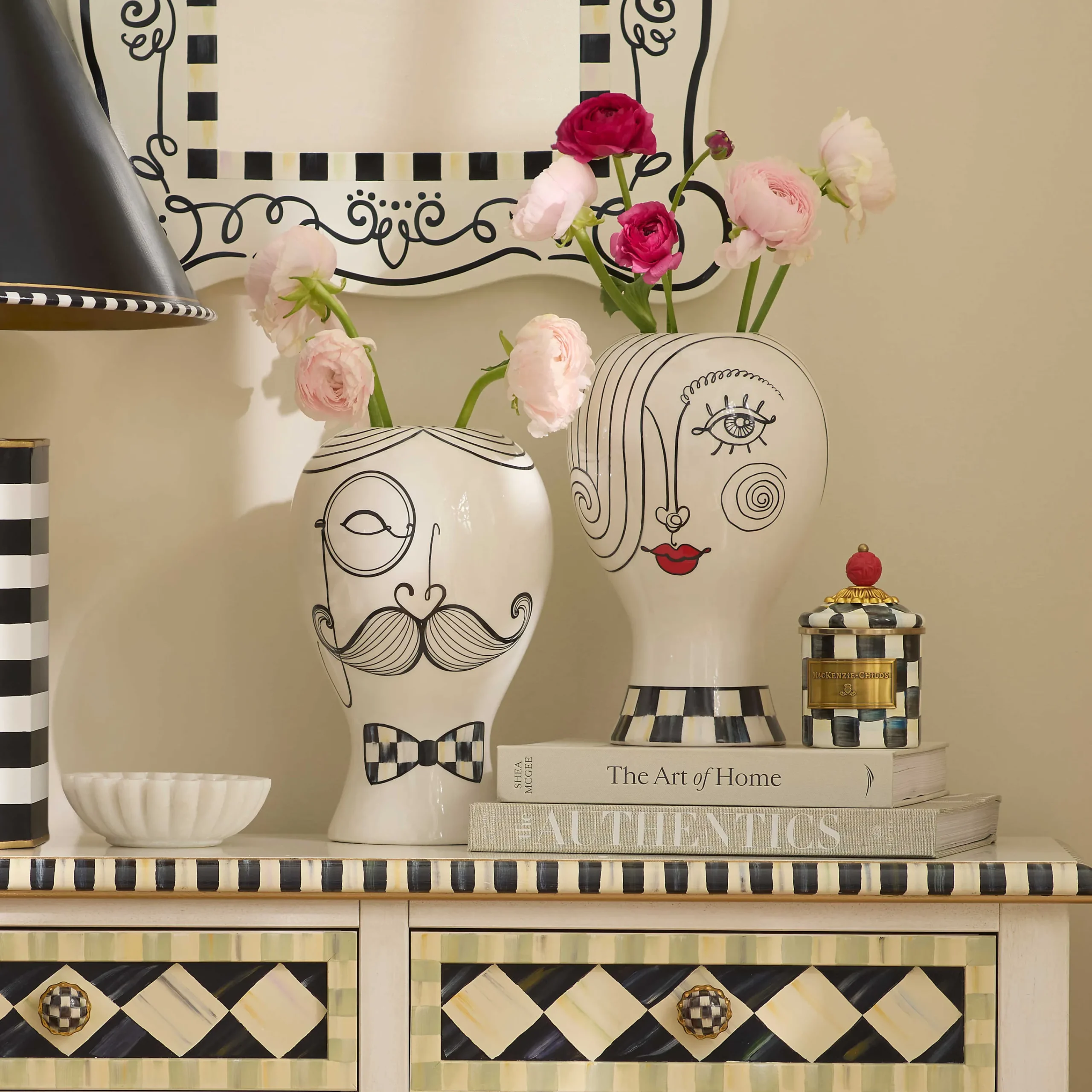 MacKenzie-Childs Doodles Lady Head Vase| Room Accents