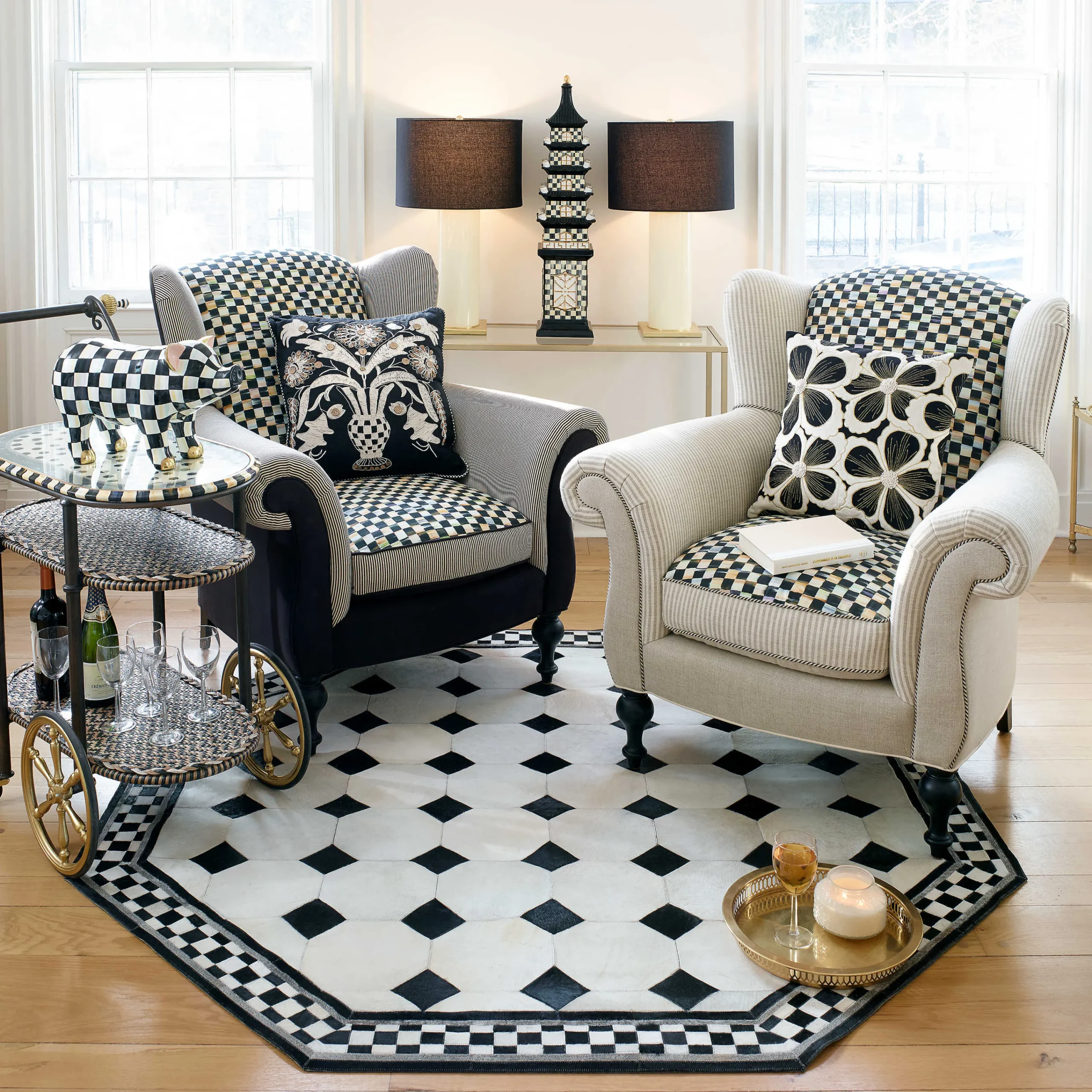 MacKenzie-Childs Dotography Bar Cart| Living Room|Bar Entertaining