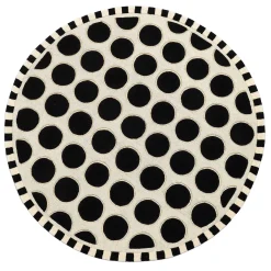 MacKenzie-Childs Dots A Lots Rug - Black - 6' Round| Rugs