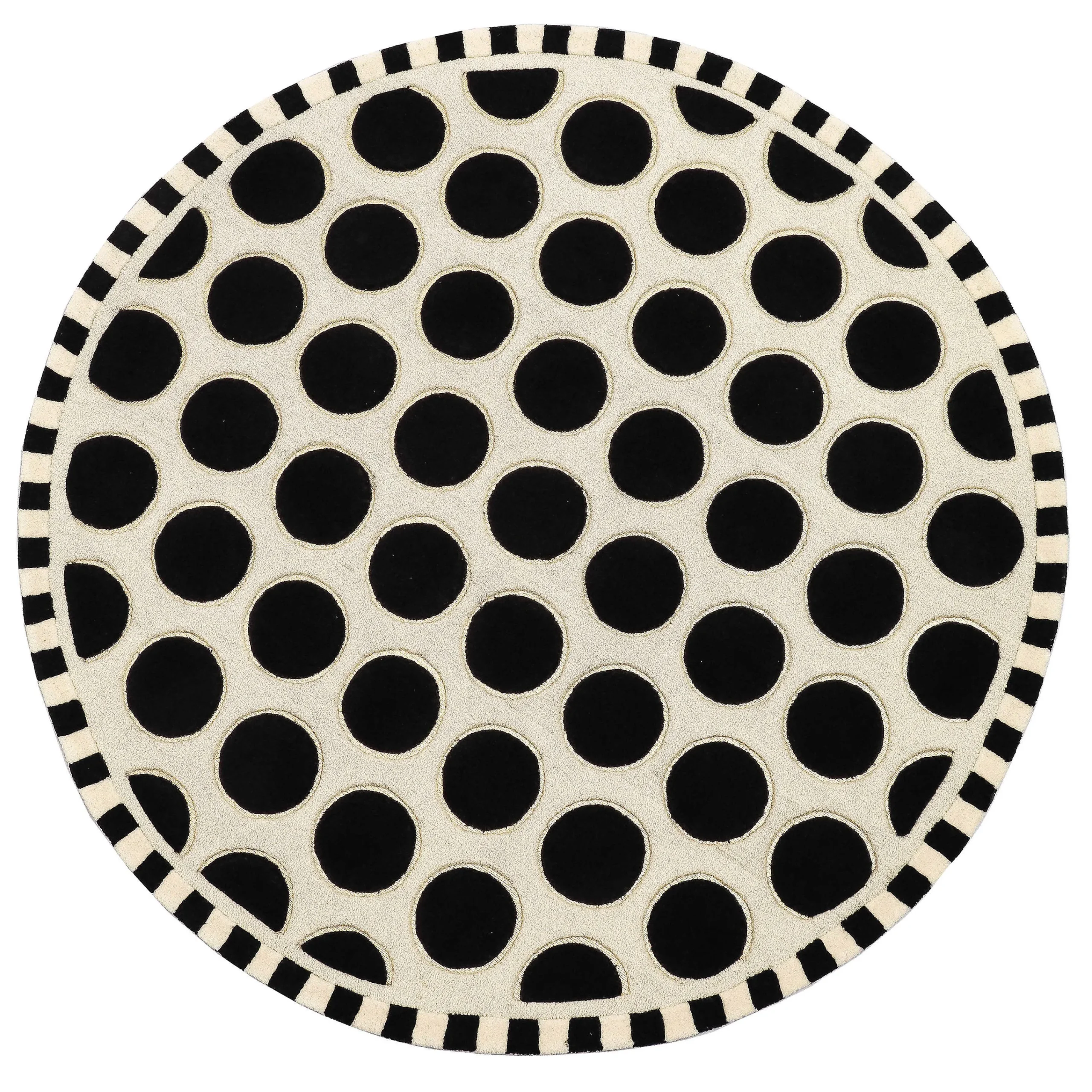 MacKenzie-Childs Dots A Lots Rug - Black - 6' Round| Rugs