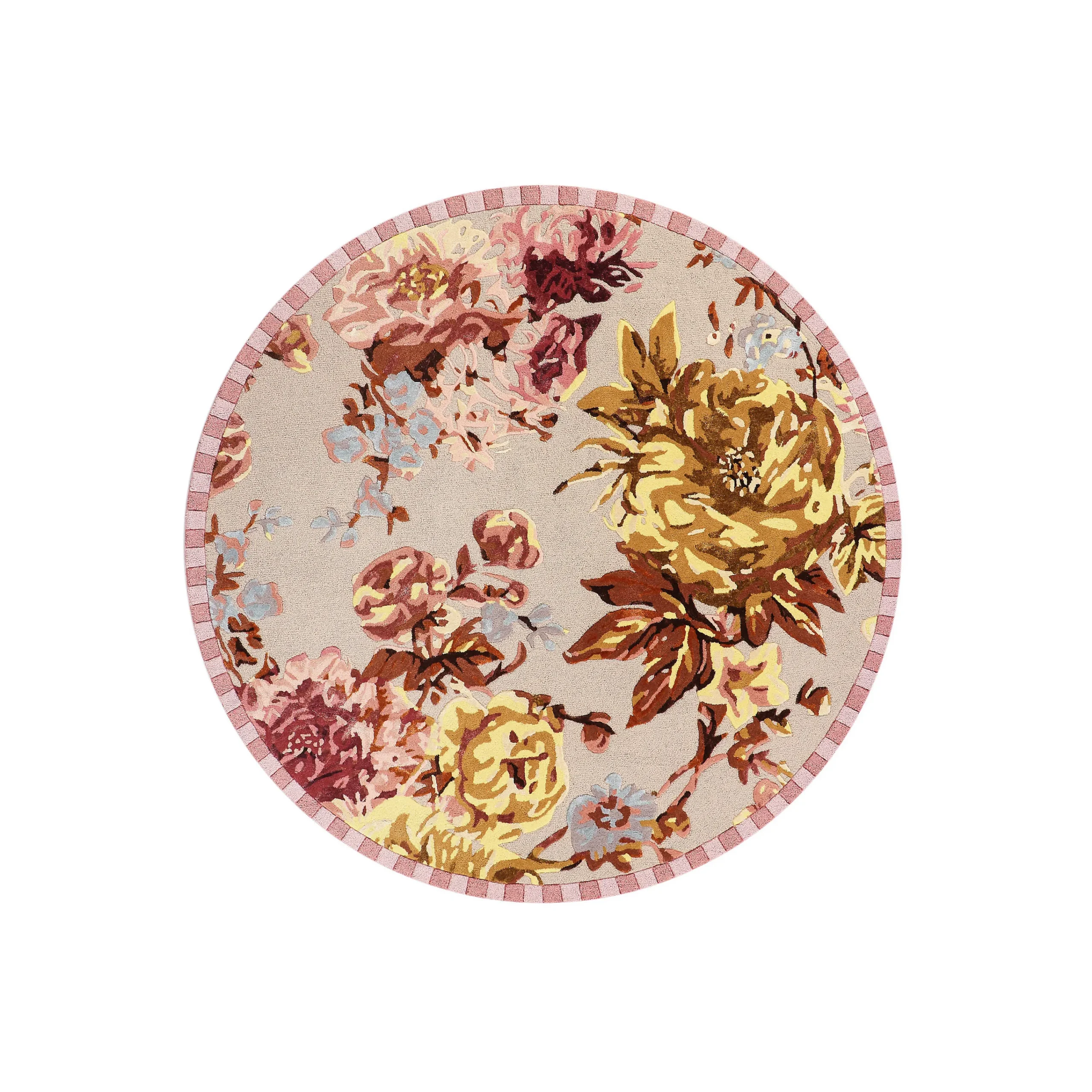 MacKenzie-Childs Dusty Rose Floral 6' Round Rug| Rugs