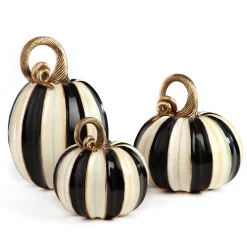 MacKenzie-Childs Elegant Stripe Large Pumpkin| Pumpkins|The Halloween Shop