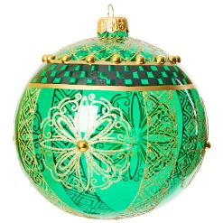 MacKenzie-Childs Emerald Luxe Ball Glass Ornament| Holiday