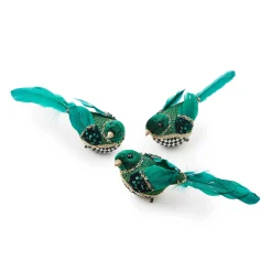 MacKenzie-Childs Emerald Luxe Bird Clips, Set of 3| Finishing Touches