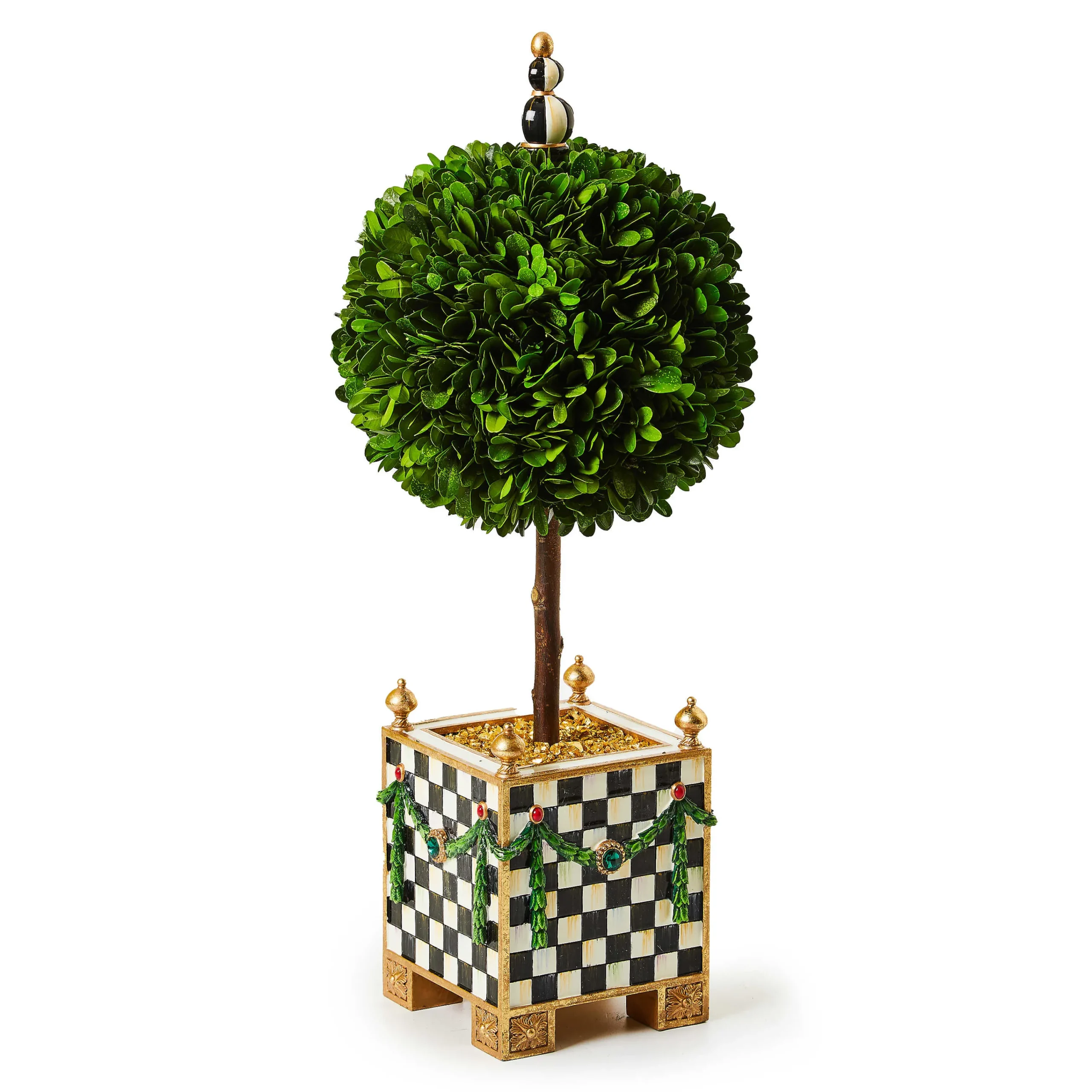 MacKenzie-Childs Emerald Luxe Boxwood Topiary| Greenery & Florals|Room Accents