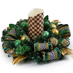 MacKenzie-Childs Emerald Luxe Candle Centerpiece| Greenery & Florals|Table Accessories
