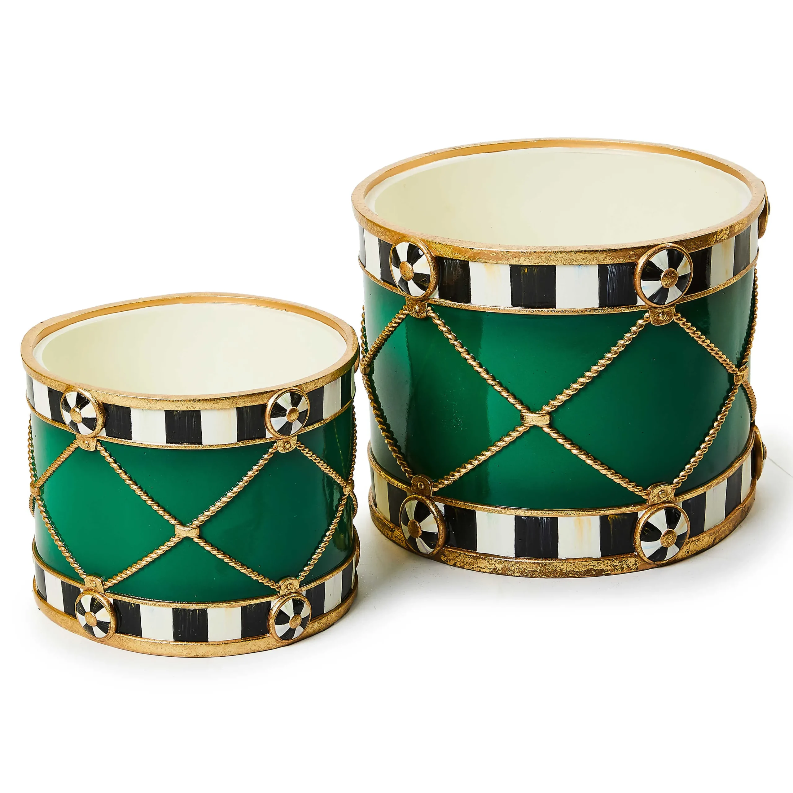 MacKenzie-Childs Emerald Luxe Drums, Set of 2| Outdoor|Room Accents