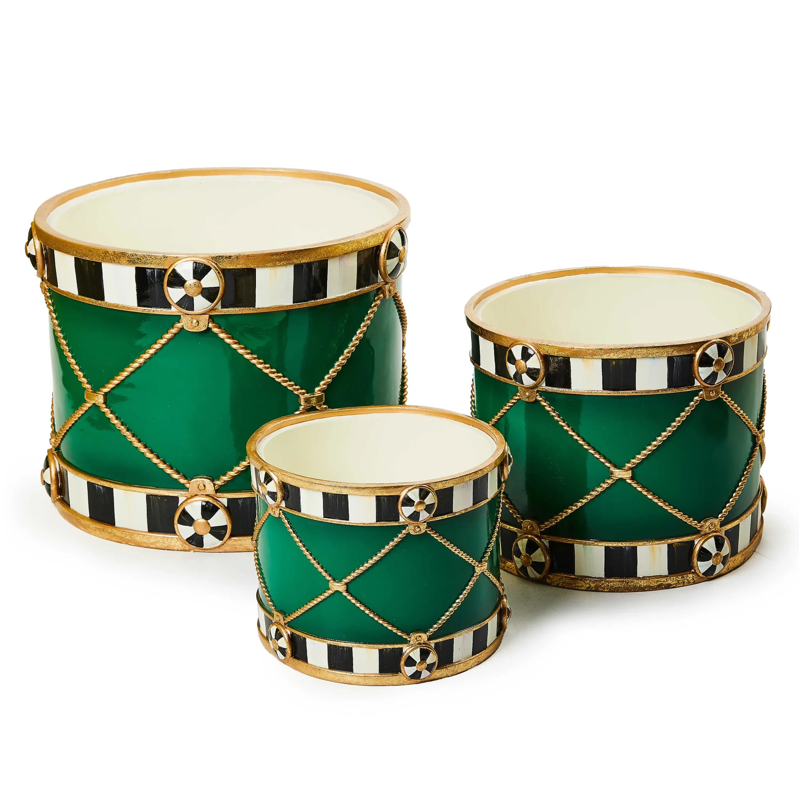 MacKenzie-Childs Emerald Luxe Drums, Set of 2| Outdoor|Room Accents