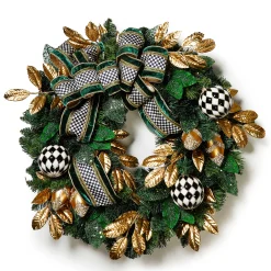 MacKenzie-Childs Emerald Luxe Illuminated 30 Wreath| Greenery & Florals|Outdoor