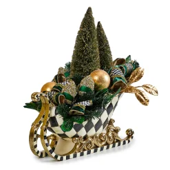MacKenzie-Childs Emerald Luxe Illuminated Sleigh Centerpiece| Greenery & Florals|Table Accessories