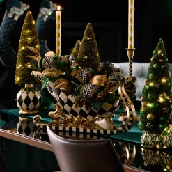 MacKenzie-Childs Emerald Luxe Illuminated Sleigh Centerpiece| Greenery & Florals|Table Accessories