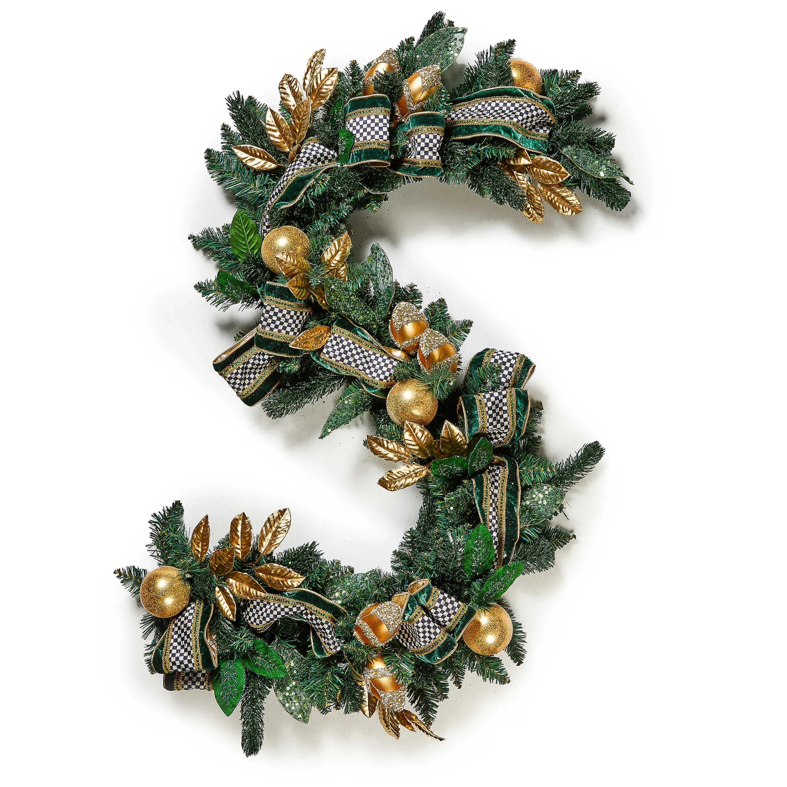 MacKenzie-Childs Emerald Luxe Illuminated Garland| Greenery & Florals|Room Accents