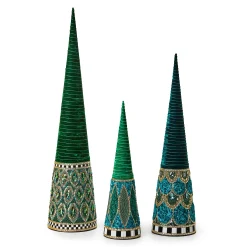 MacKenzie-Childs Emerald Luxe Medium Beaded Cone Tree| Room Accents