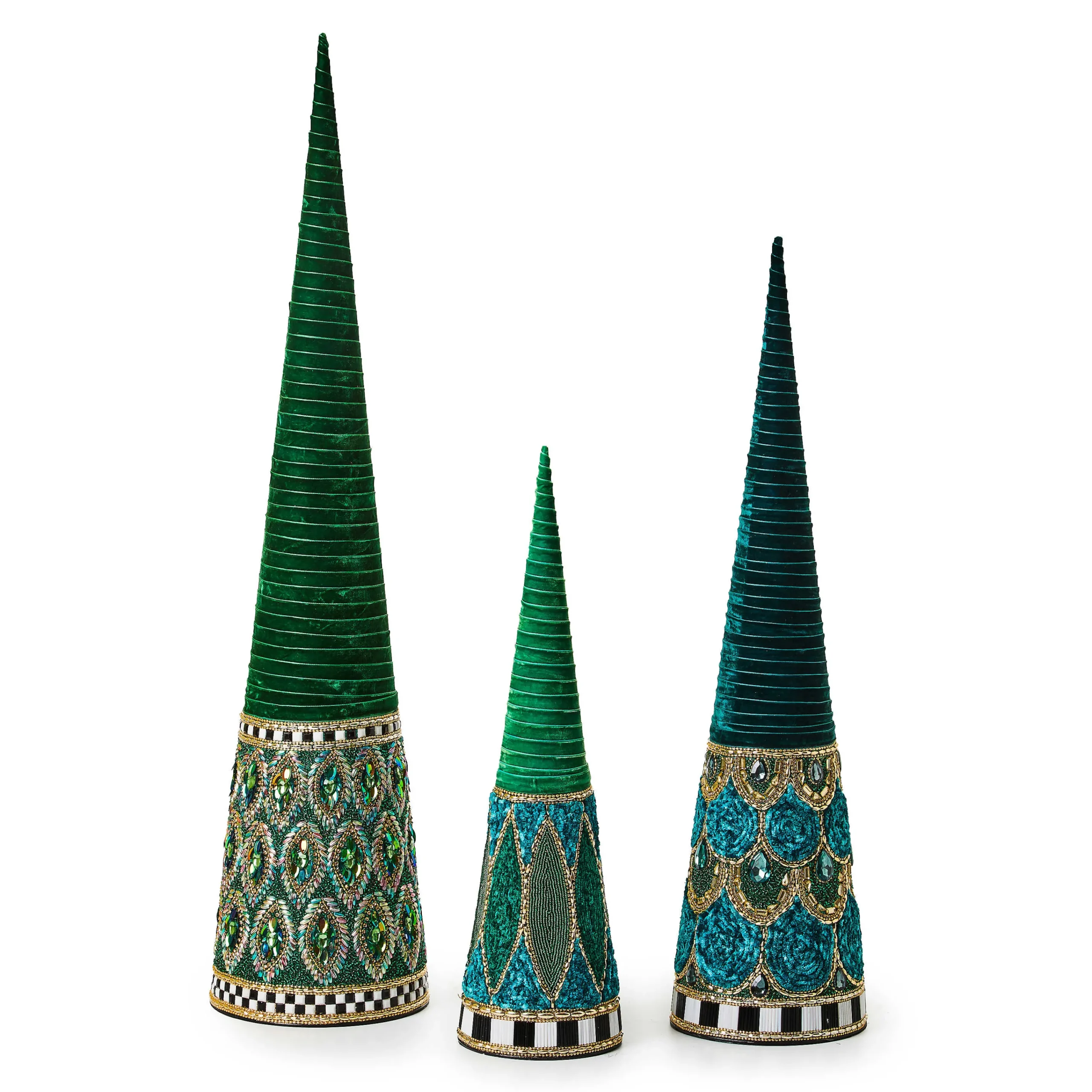 MacKenzie-Childs Emerald Luxe Medium Beaded Cone Tree| Room Accents