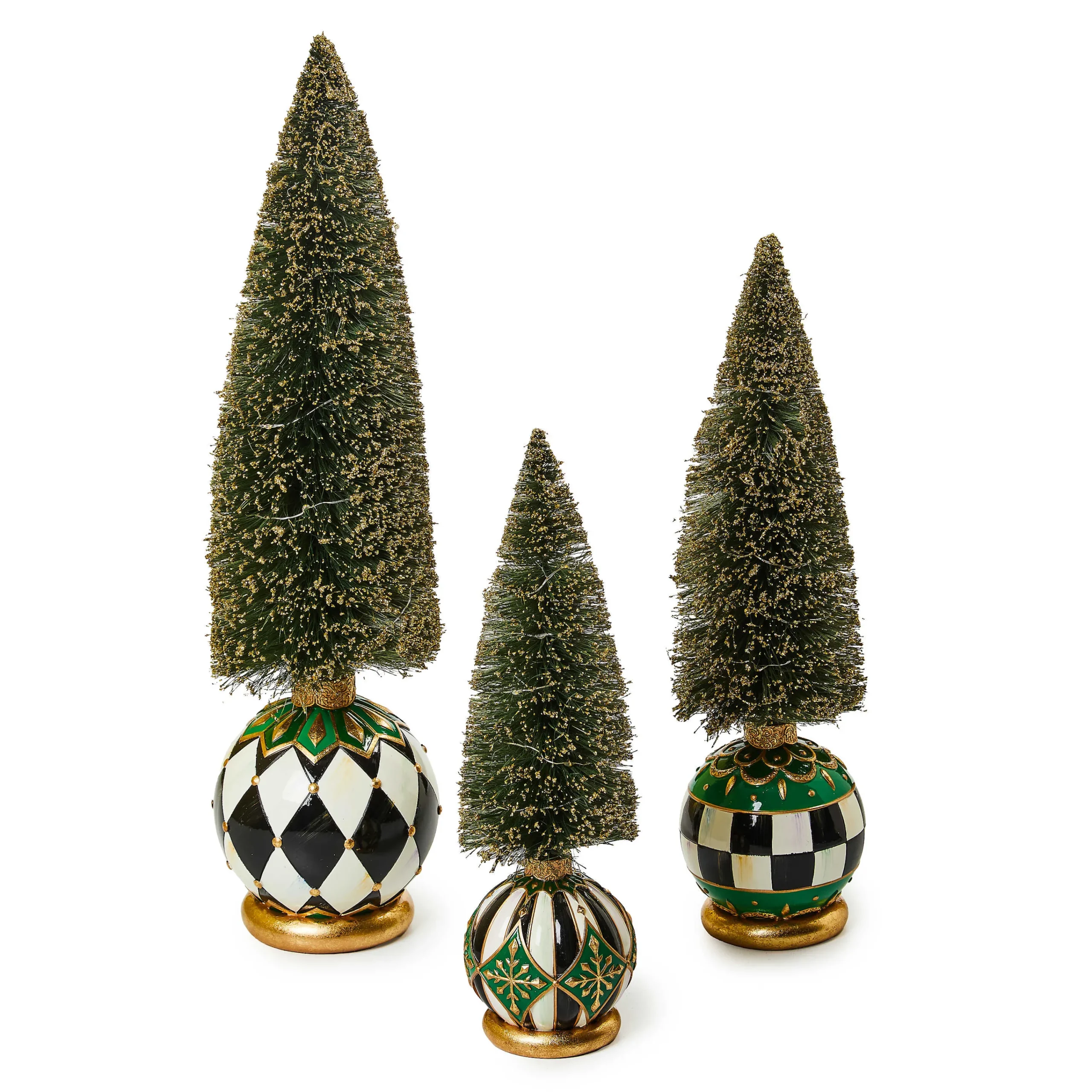 MacKenzie-Childs Emerald Luxe Medium Illuminated Bottle Brush Tree| Room Accents|Table Accessories
