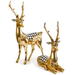 MacKenzie-Childs Emerald Luxe Resting Gold Deer| Room Accents
