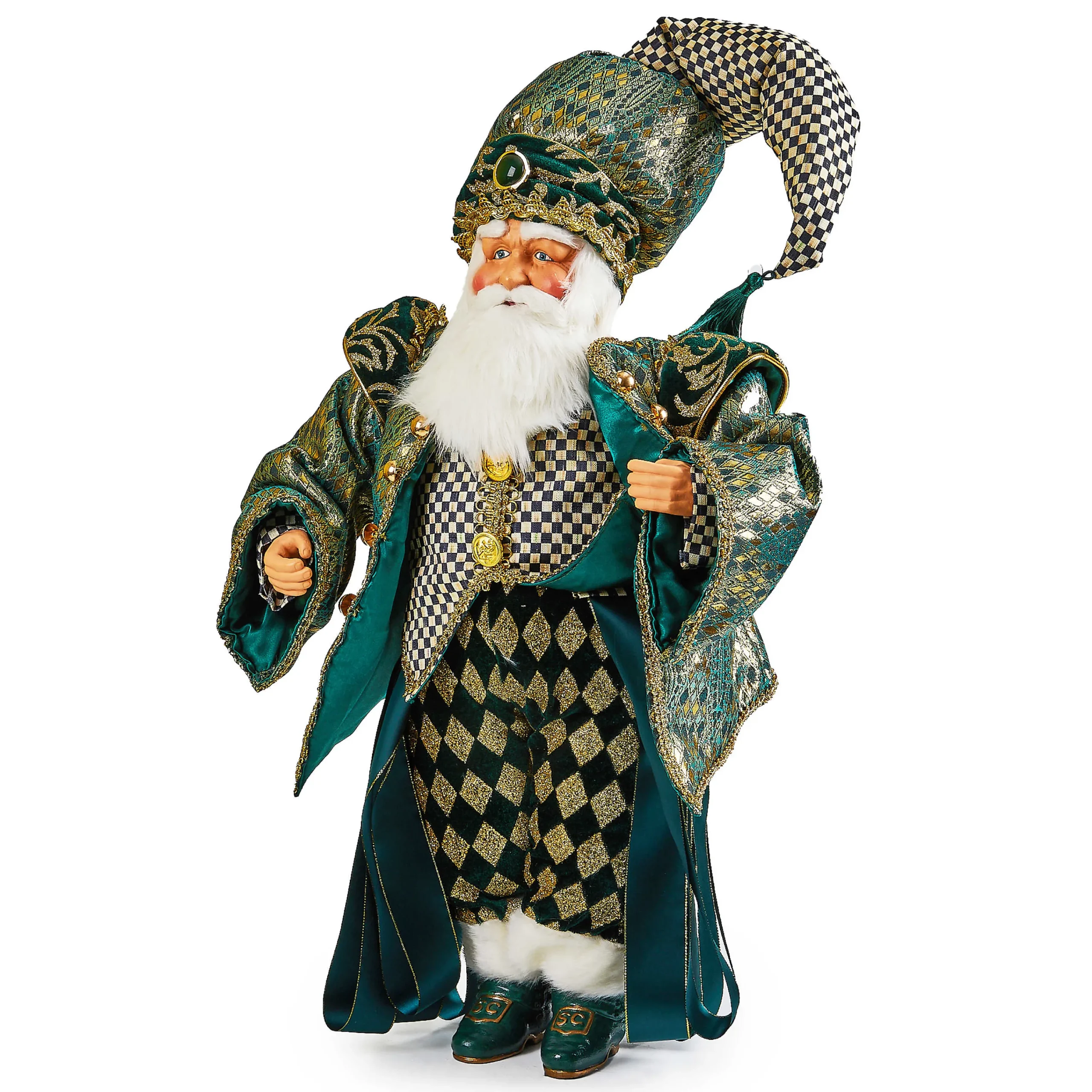 MacKenzie-Childs Emerald Luxe Santa| Holiday|Room Accents
