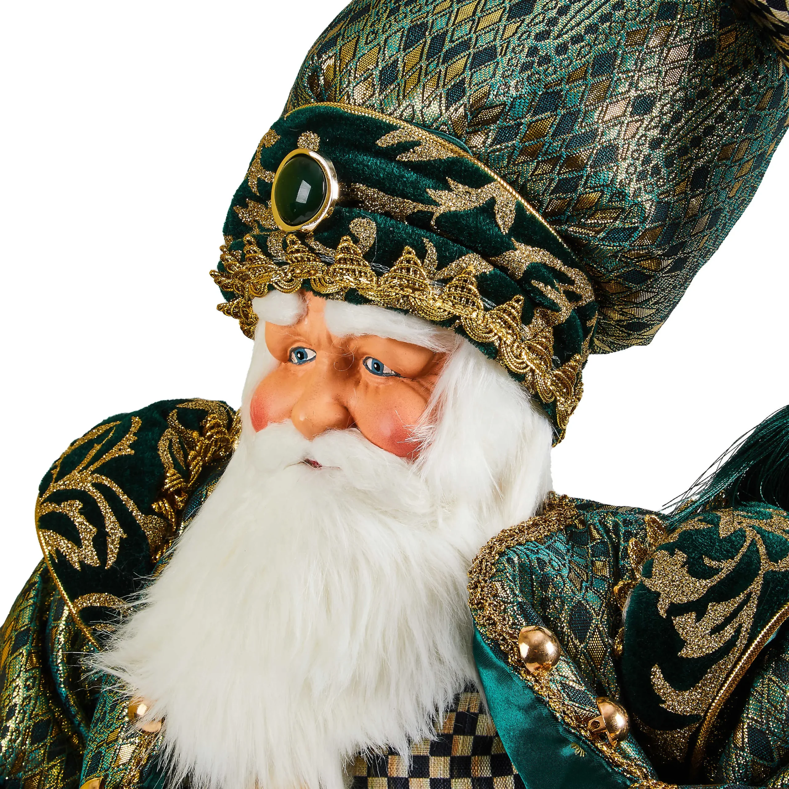 MacKenzie-Childs Emerald Luxe Santa| Holiday|Room Accents
