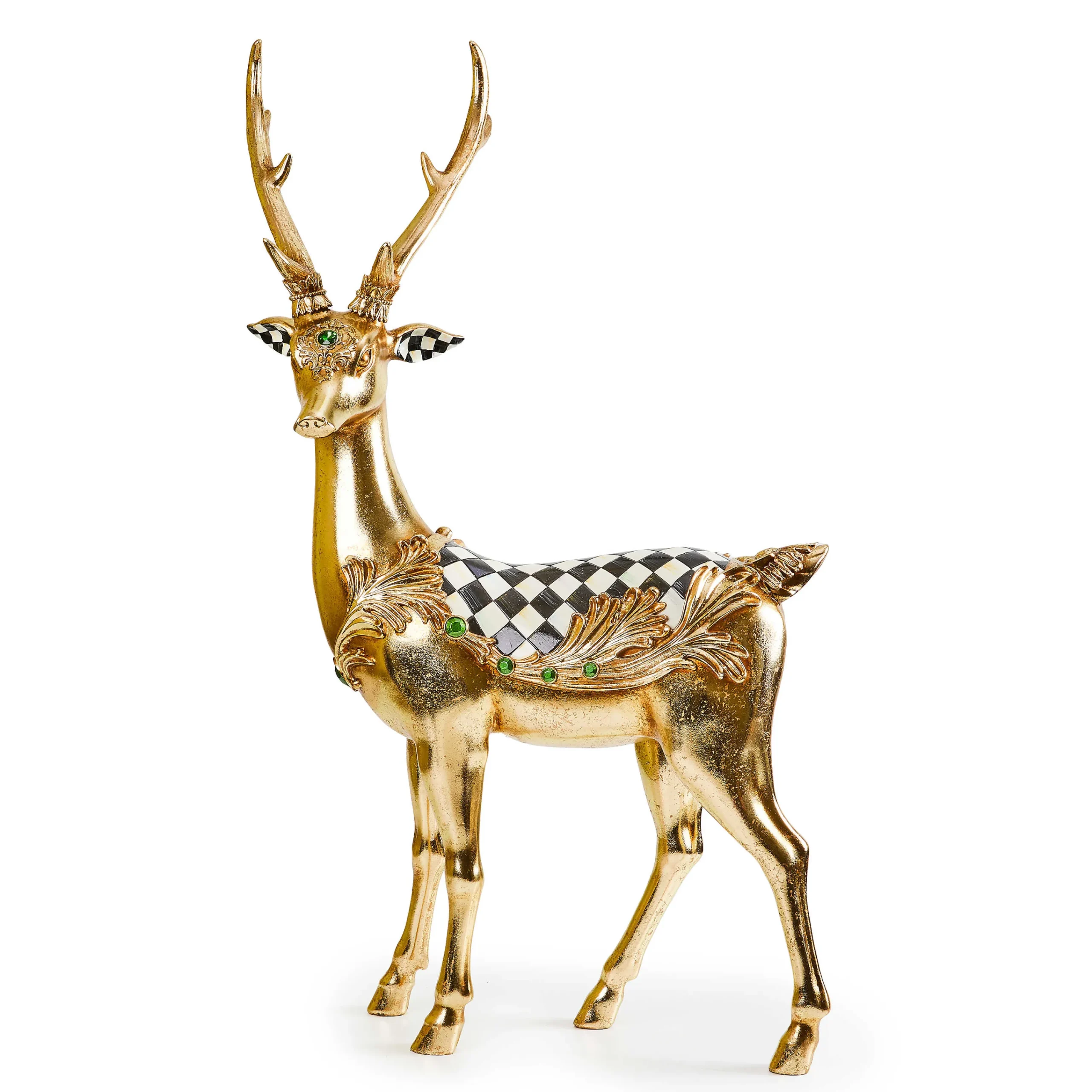 MacKenzie-Childs Emerald Luxe Standing Gold Deer| Room Accents