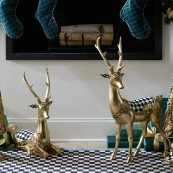 MacKenzie-Childs Emerald Luxe Standing Gold Deer| Room Accents