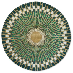 MacKenzie-Childs Emerald Sunburst 6' Round Rug| Rugs