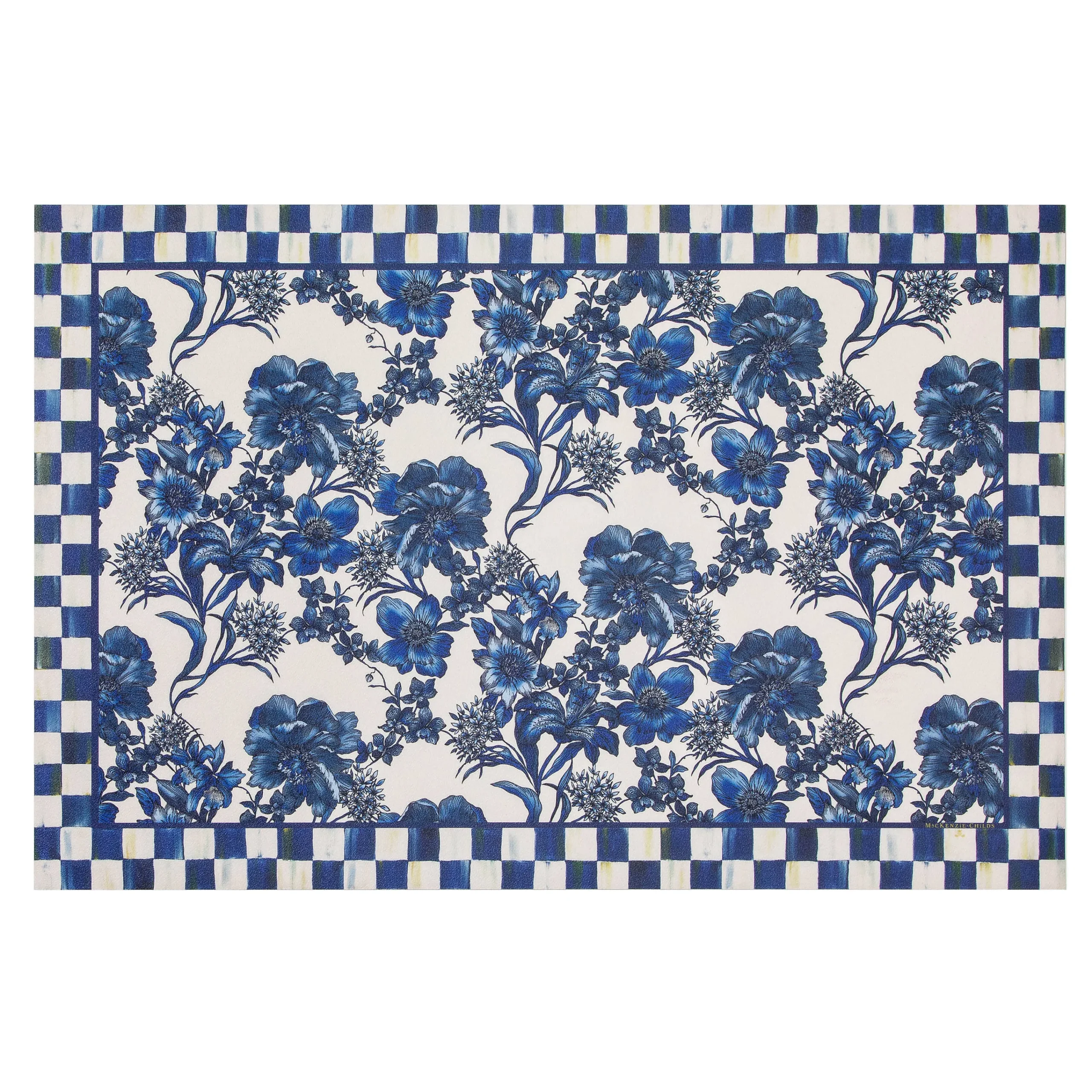 MacKenzie-Childs English Garden Floor Mat - Royal - 2' x 3'| Rugs
