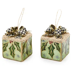MacKenzie-Childs Farmhouse Capiz Gift Box Ornaments, Set of 2| Holiday