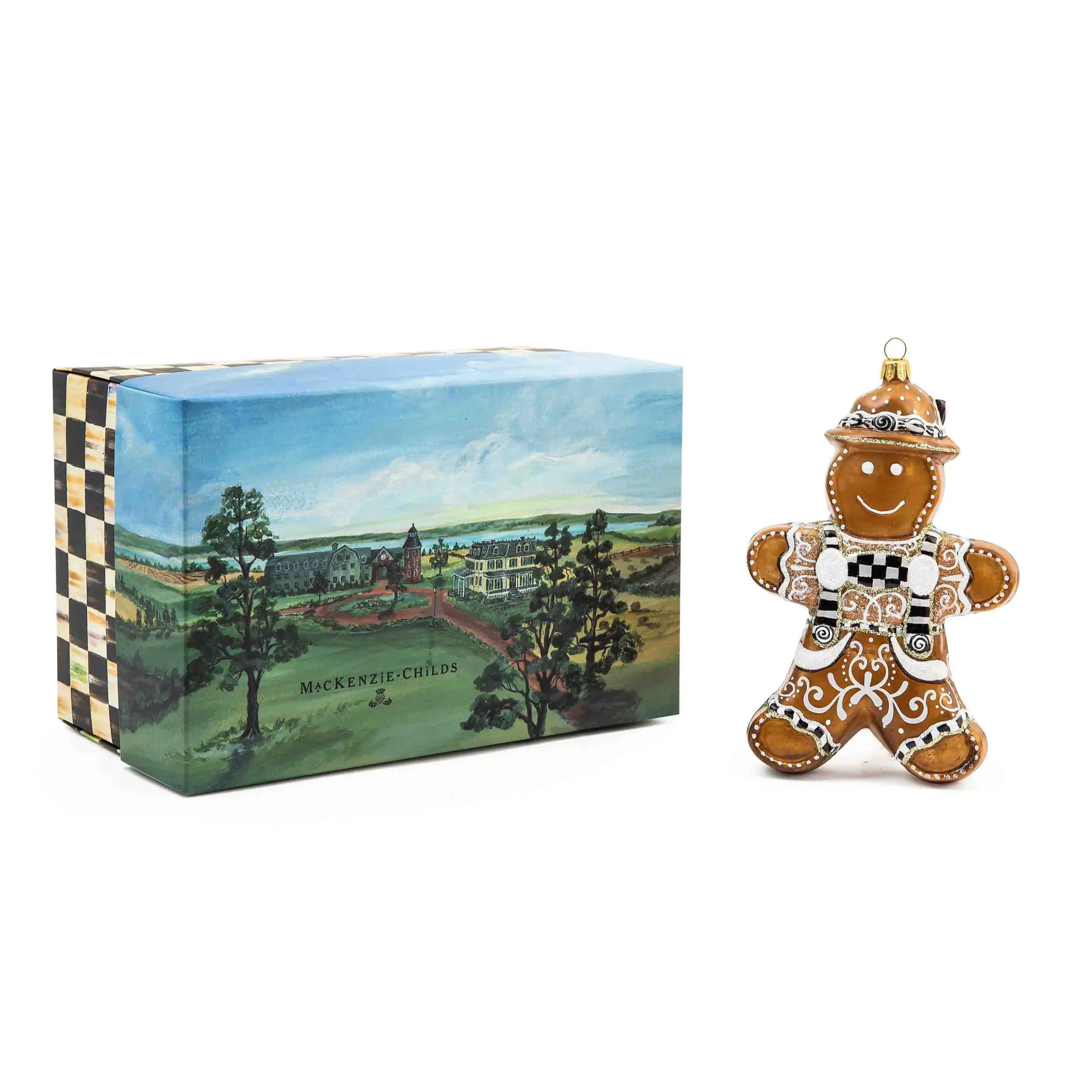 MacKenzie-Childs Farmhouse Gingerbread Boy Glass Ornament| Holiday