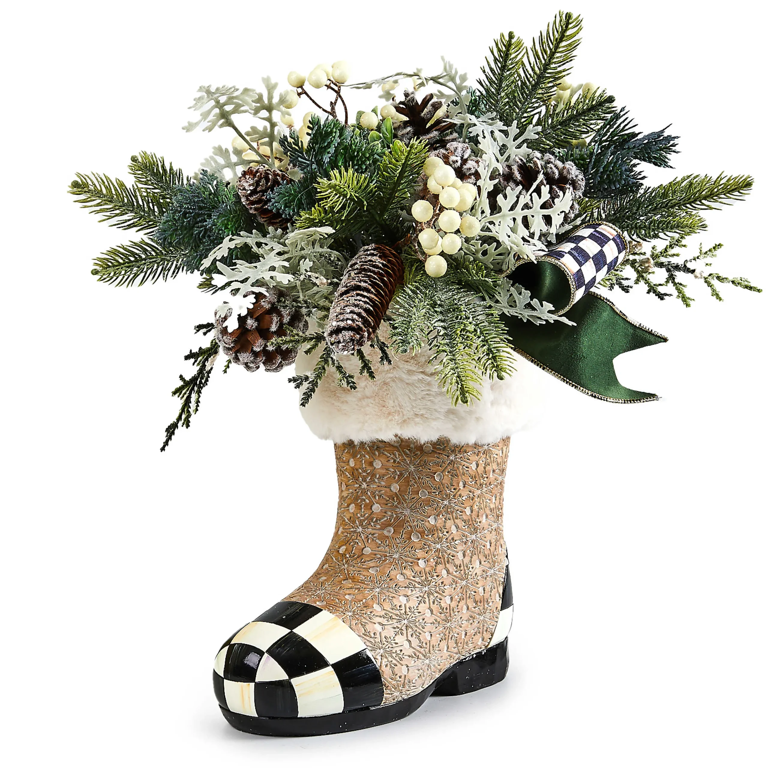 MacKenzie-Childs Farmhouse Holiday Boot Arrangement| Greenery & Florals