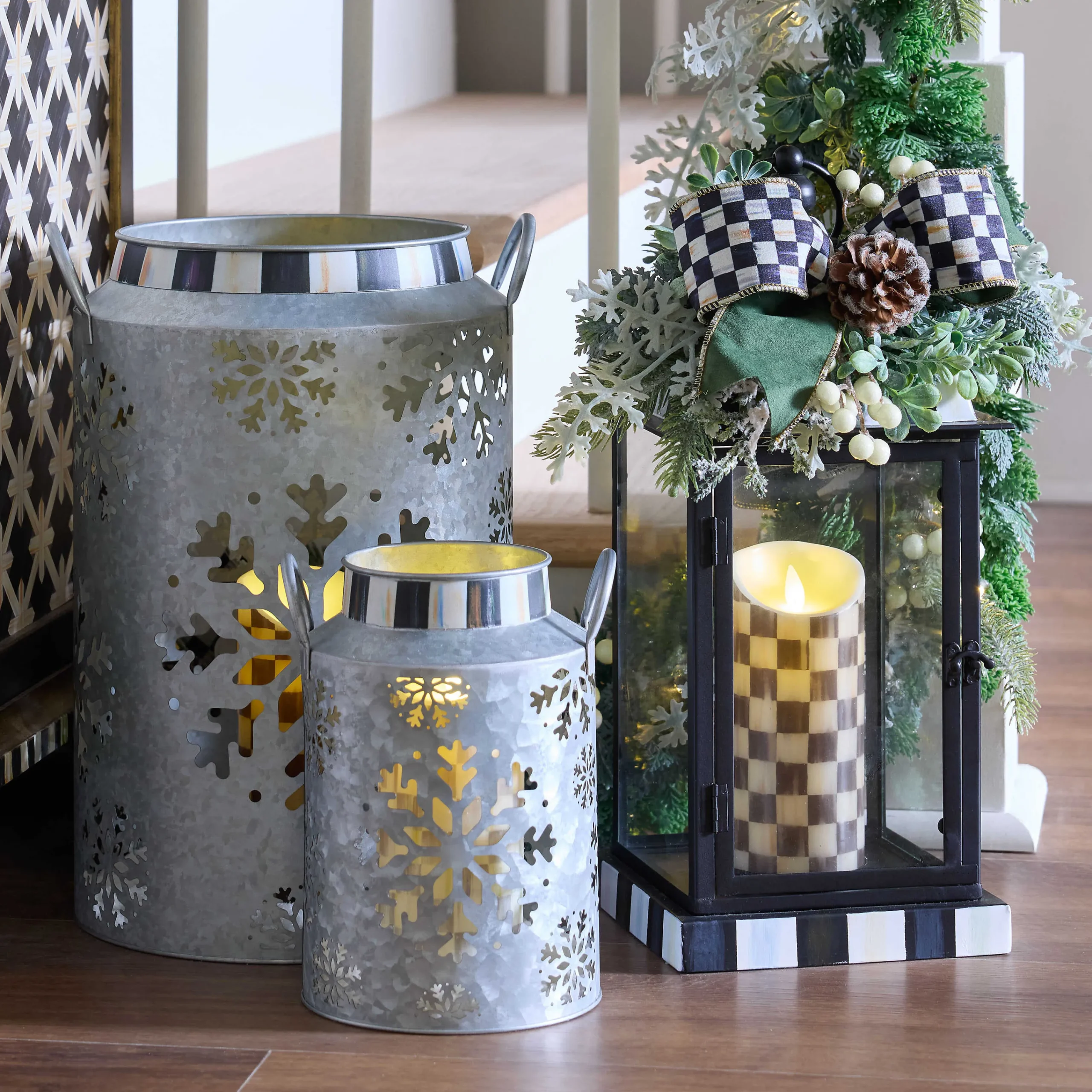 MacKenzie-Childs Farmhouse Holiday Lantern Arrangement| Outdoor|Room Accents