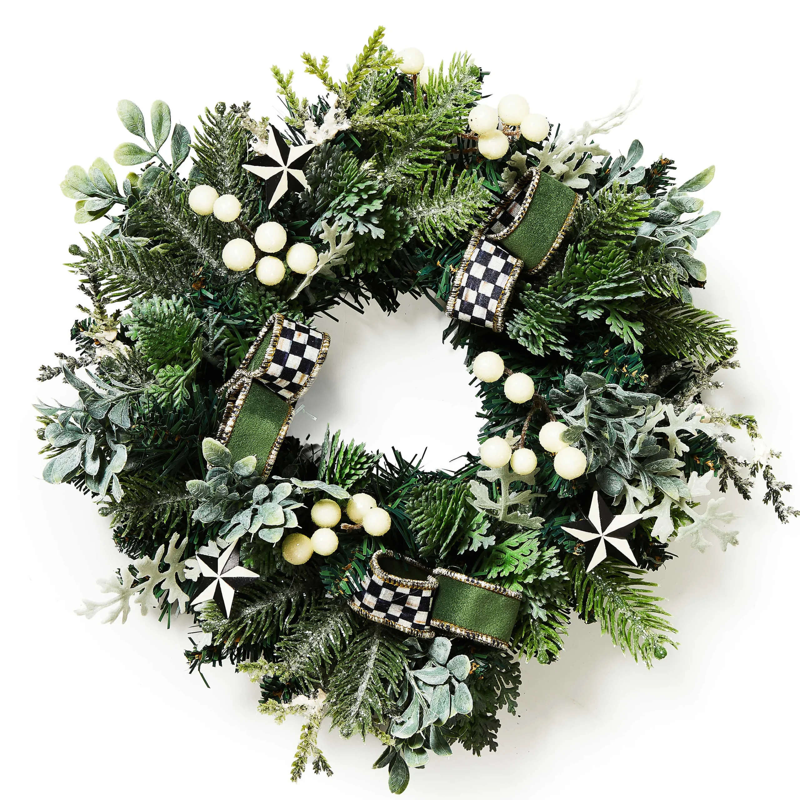 MacKenzie-Childs Farmhouse Holiday Mini 14 Wreath| Outdoor|Greenery & Florals