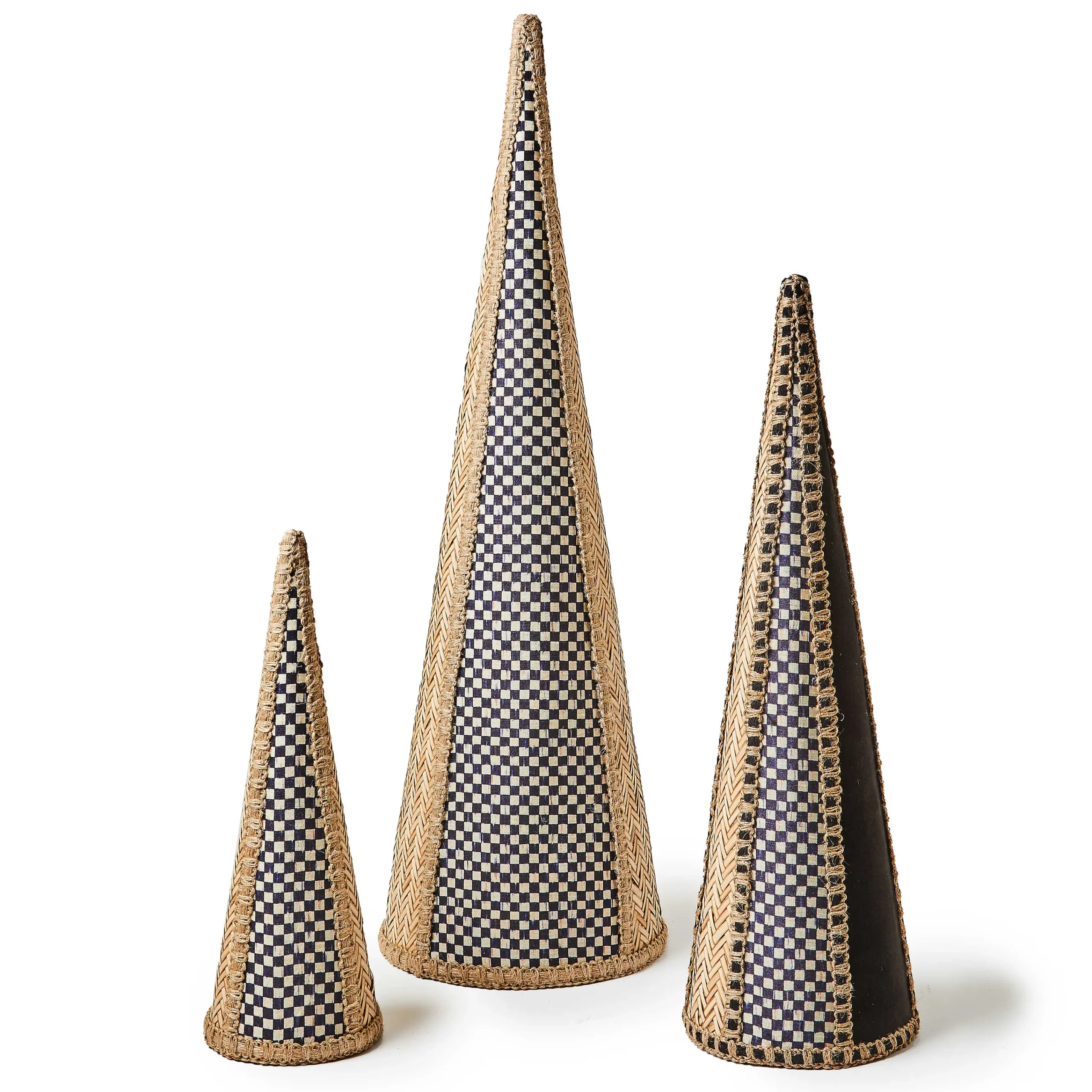 MacKenzie-Childs Farmhouse Holiday Rattan Cone Trees, Set of 3| Holiday|Room Accents