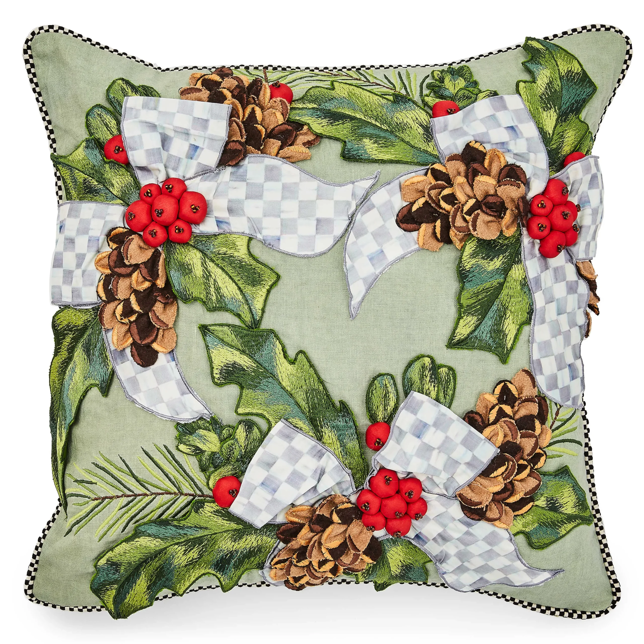 MacKenzie-Childs Farmhouse Holly Holiday Throw Pillow| Pillows, Throws, & Cushions