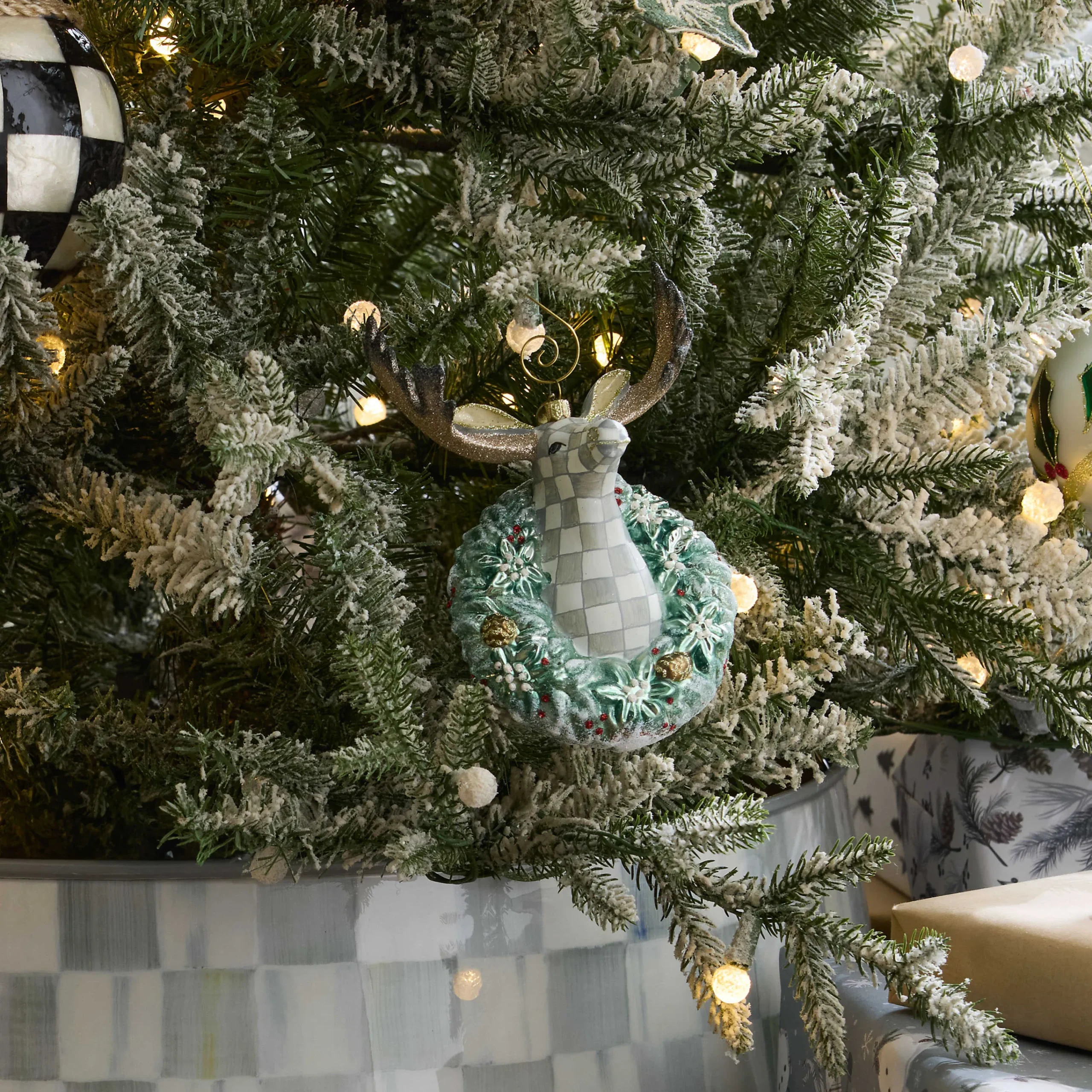 MacKenzie-Childs Farmhouse Moose Glass Ornament| Holiday