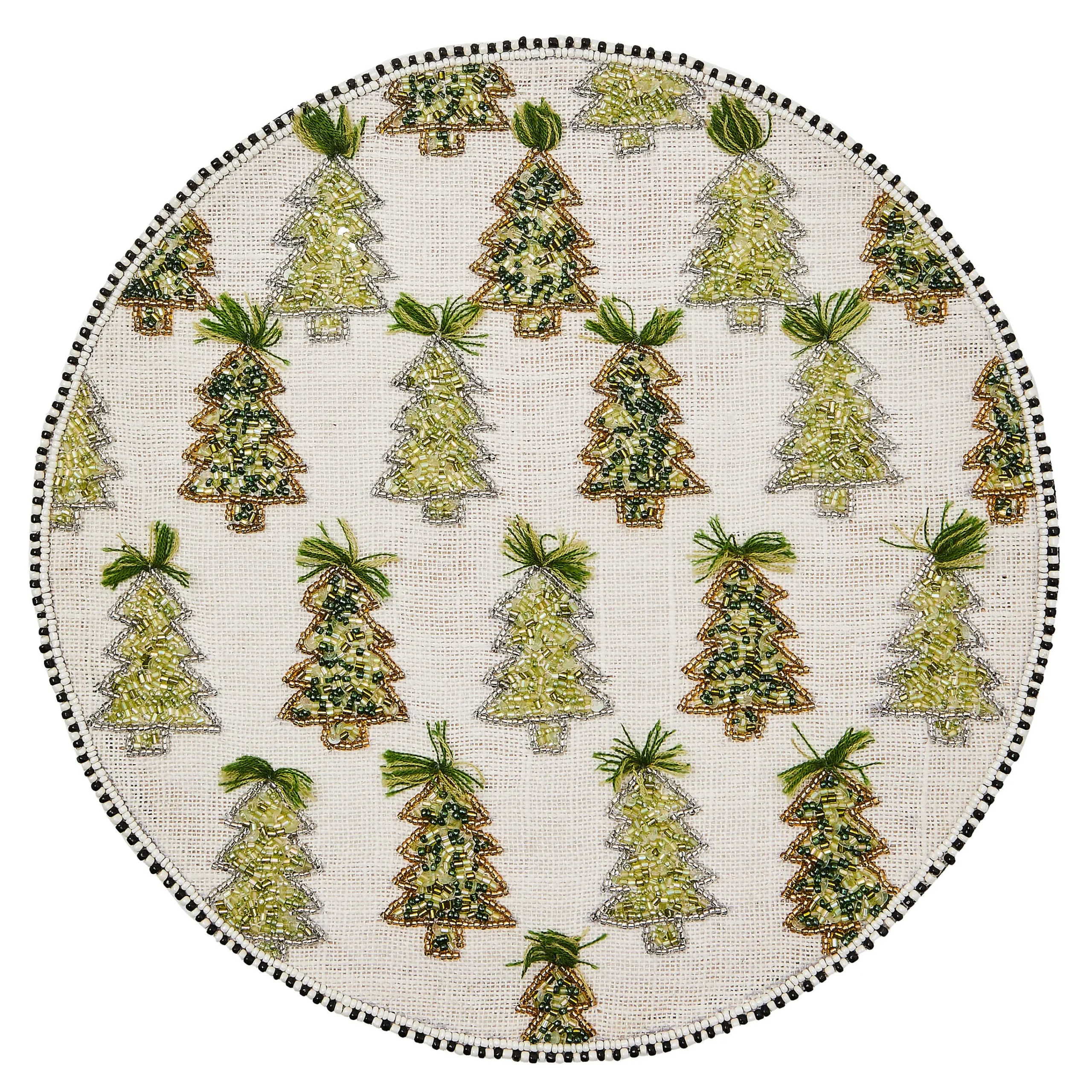 MacKenzie-Childs Farmhouse Trees Round Beaded Placemat| Table Accessories|Kitchen & Table Linens