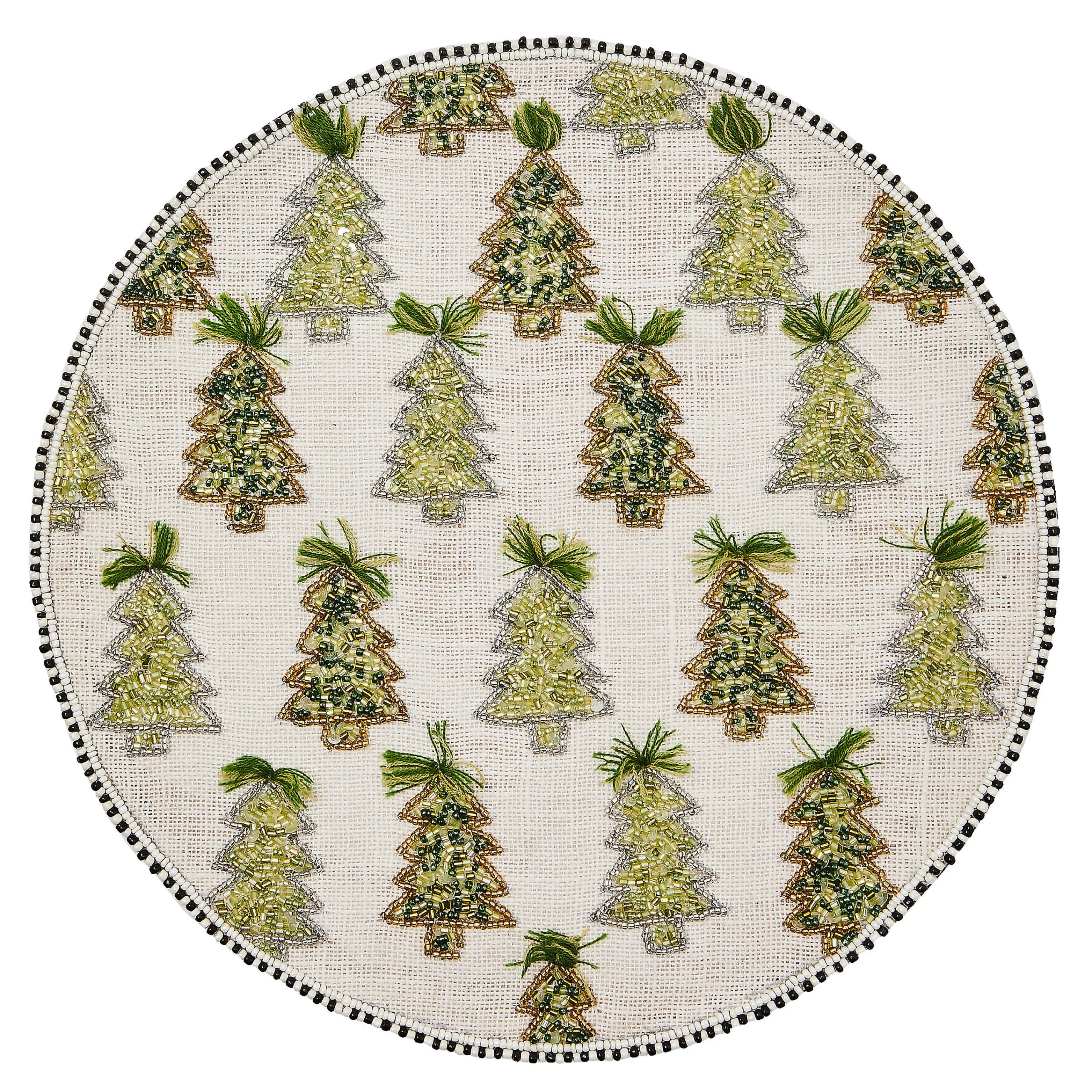 MacKenzie-Childs Farmhouse Trees Round Beaded Placemat| Table Accessories|Kitchen & Table Linens