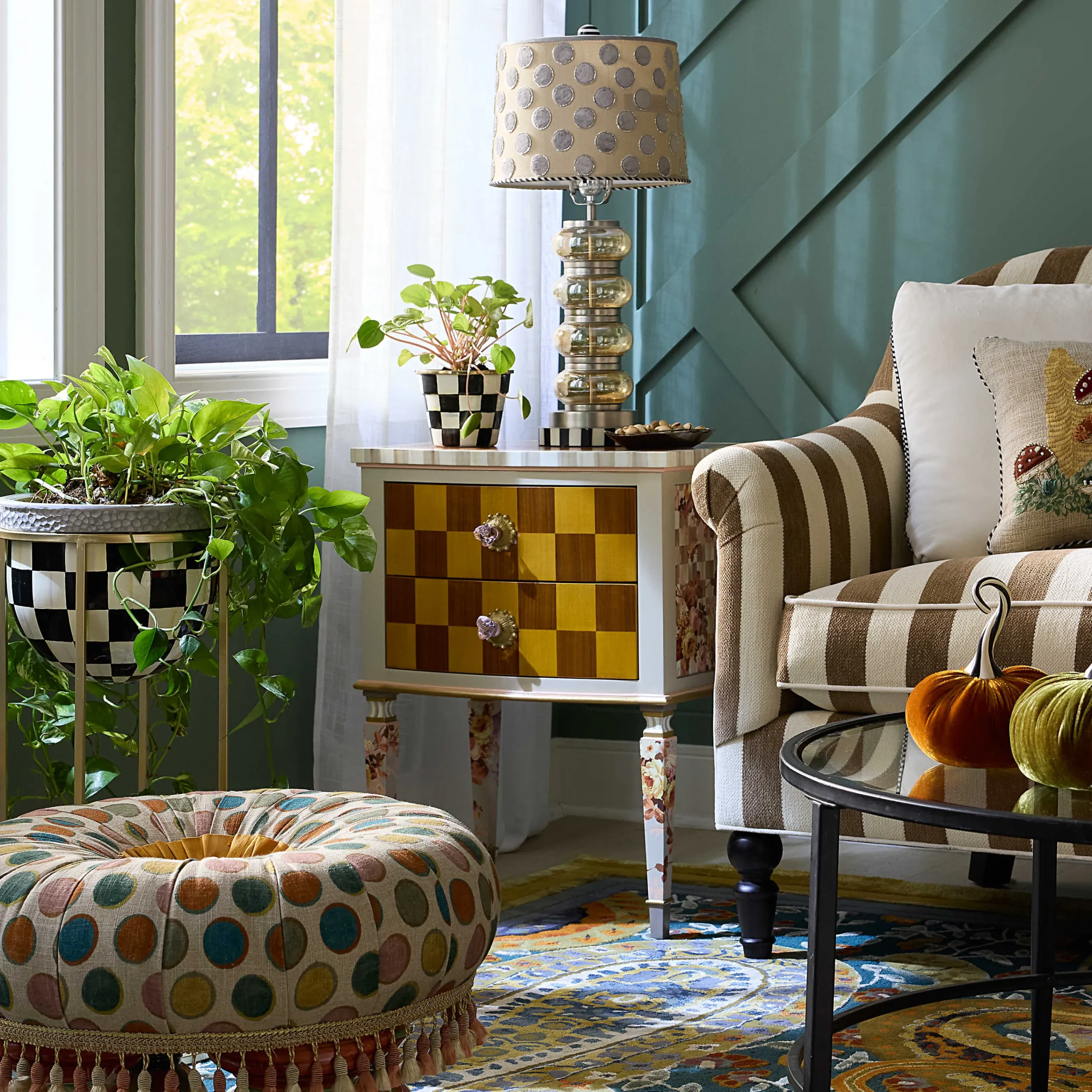 MacKenzie-Childs Field Study Check Accent Chest| Storage Furniture|Living Room