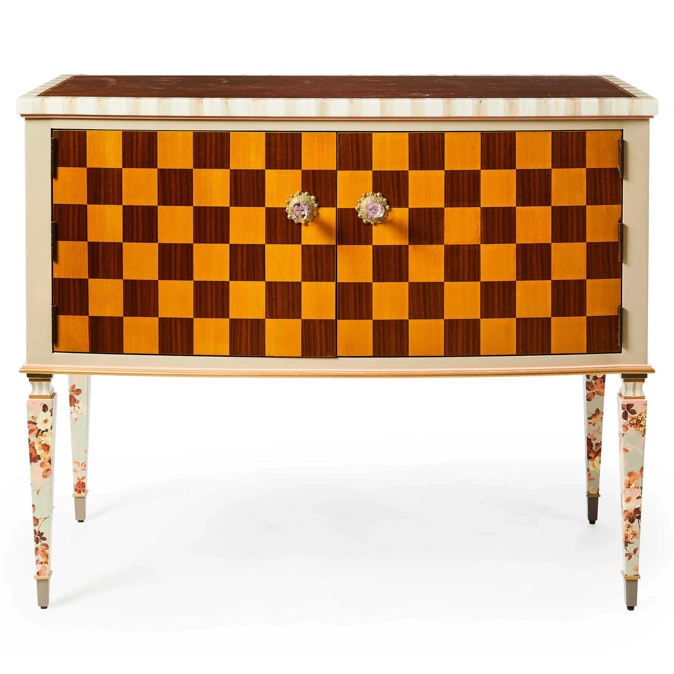 MacKenzie-Childs Field Study Check Console Table| Storage Furniture|Entryway Furniture