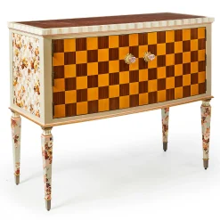 MacKenzie-Childs Field Study Check Console Table| Storage Furniture|Entryway Furniture
