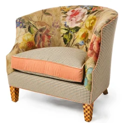 MacKenzie-Childs Field Study Floral Gingham Accent Chair| Living Room