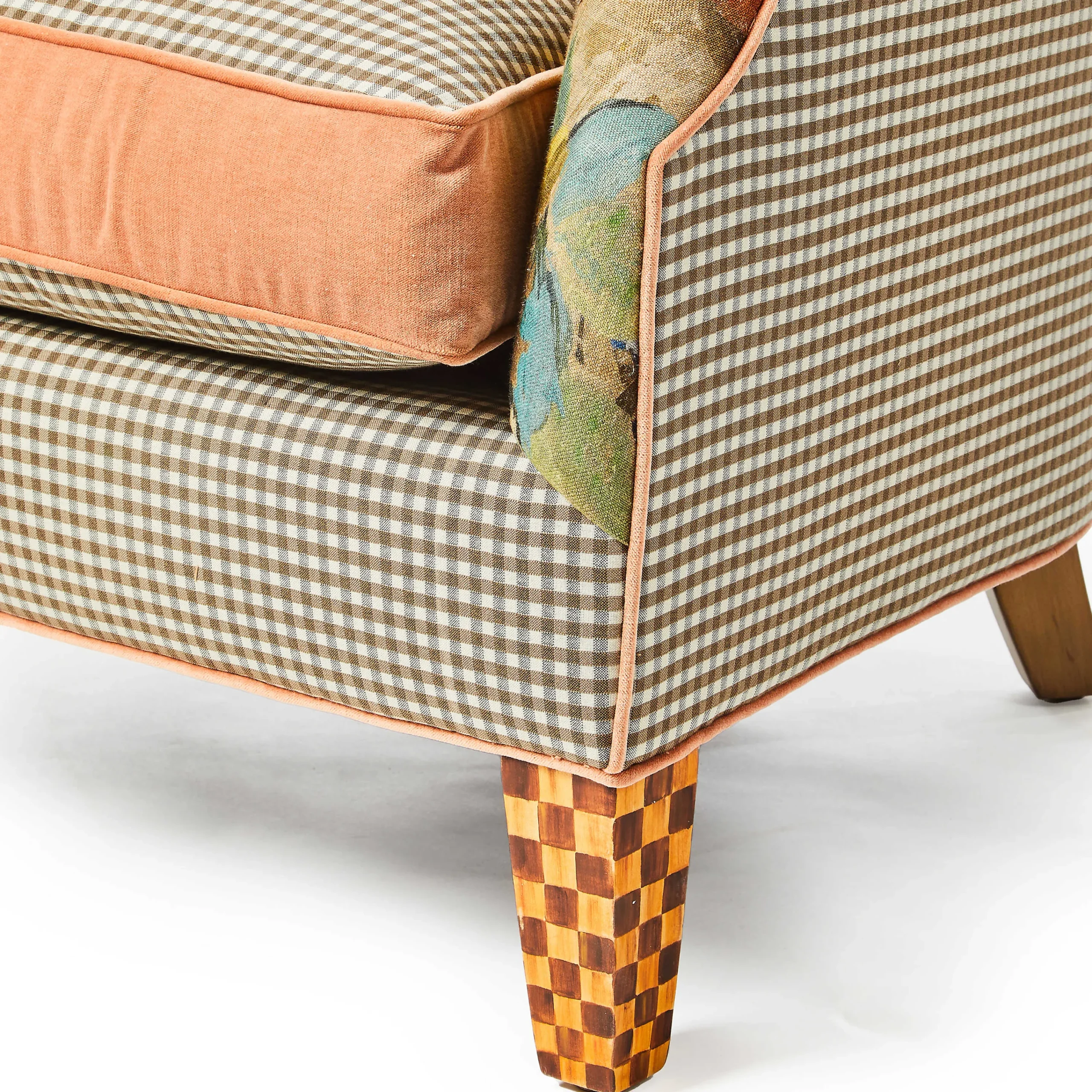 MacKenzie-Childs Field Study Floral Gingham Accent Chair| Living Room