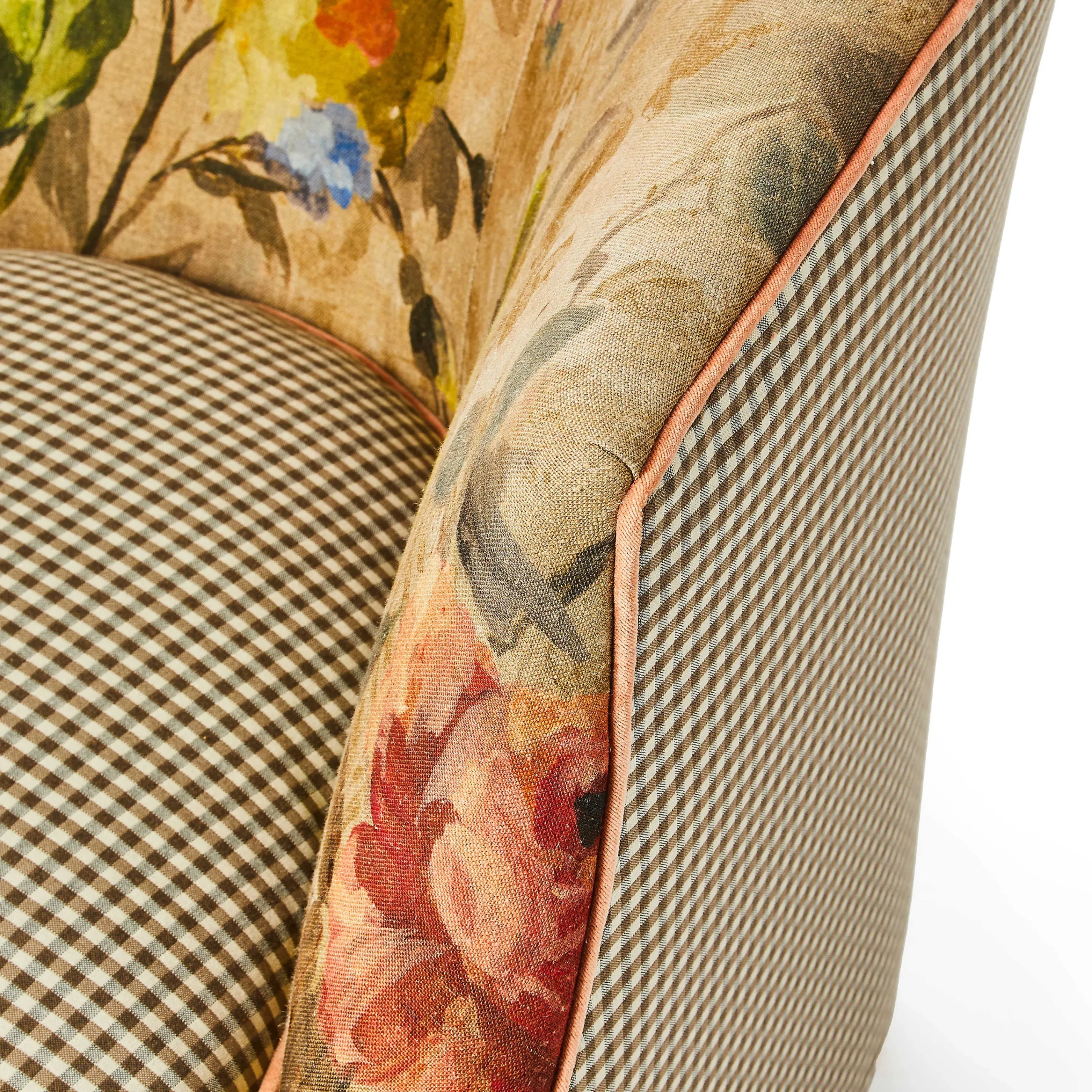 MacKenzie-Childs Field Study Floral Gingham Accent Chair| Living Room